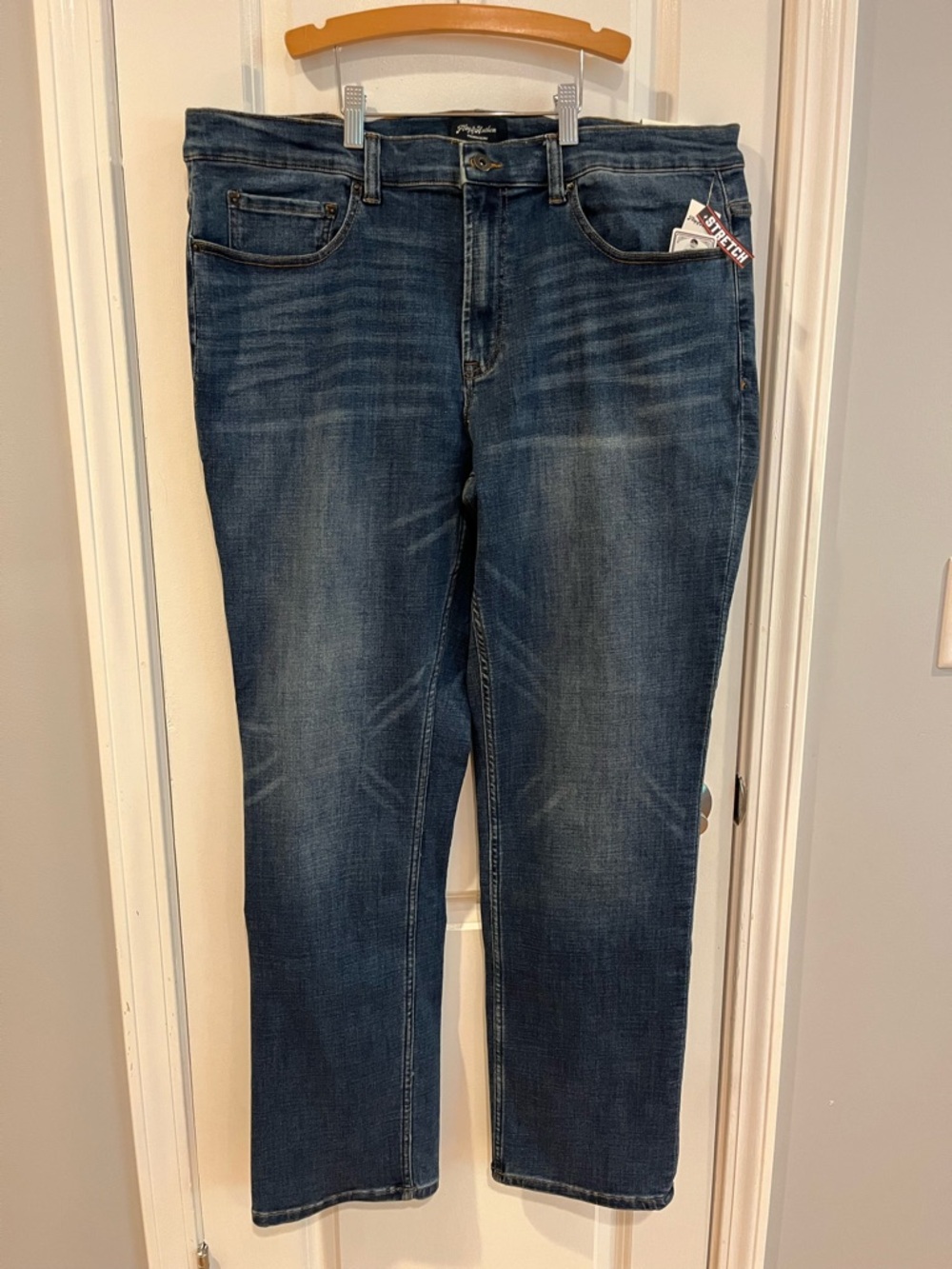 Men's Straight Jeans in Dark Blue Denim